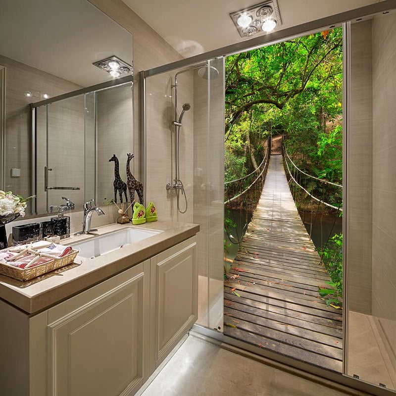 Alwayspon Modern Art Drawbridge 3D Door Sticker, Peel and Stick Vinyl Door Mural Decals for Home Decor, 30.3x78.7(77x200cm), 2 Pcs Set - Image 3